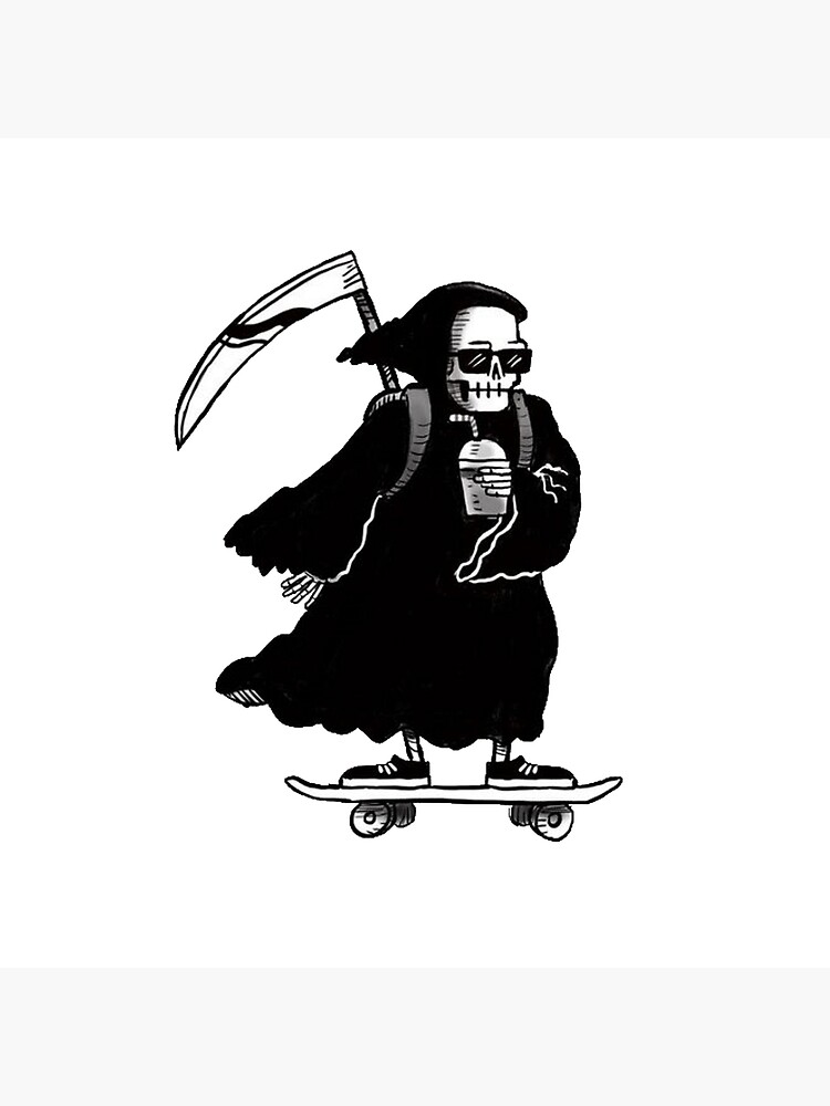 Grim Reaper Chilling Skateboarding Tote Bag By Gsqui Redbubble