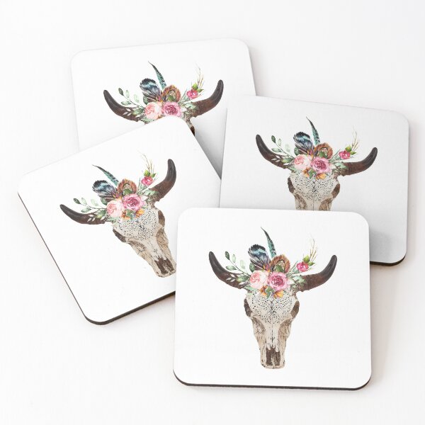 Artikelvorschau, Bull Floral, Skull Floral, Boho Floral entworfen und verkauft von Khalu.