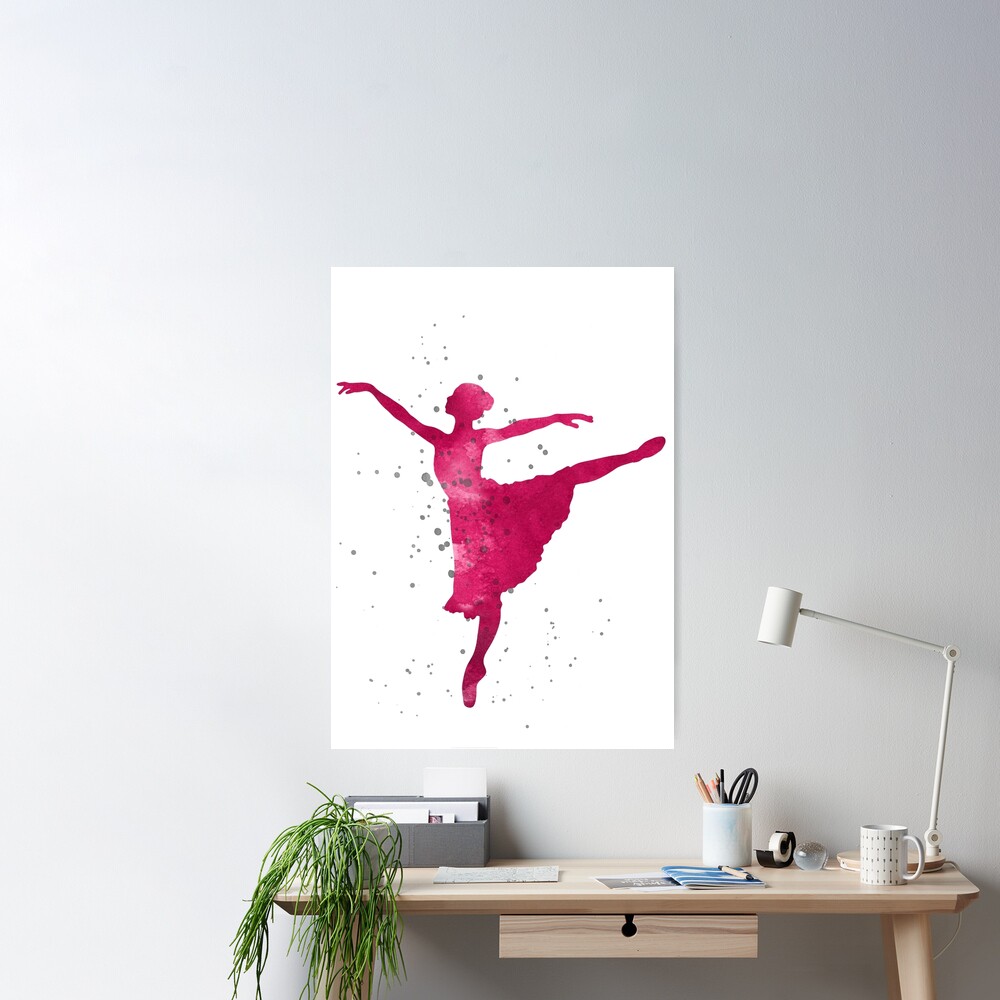 Ballerina Wall Art Set, Little Girl Prints, Ballet Nursery Decor,  Watercolor Pink Ballerina Print, Girl Nursery Decor 