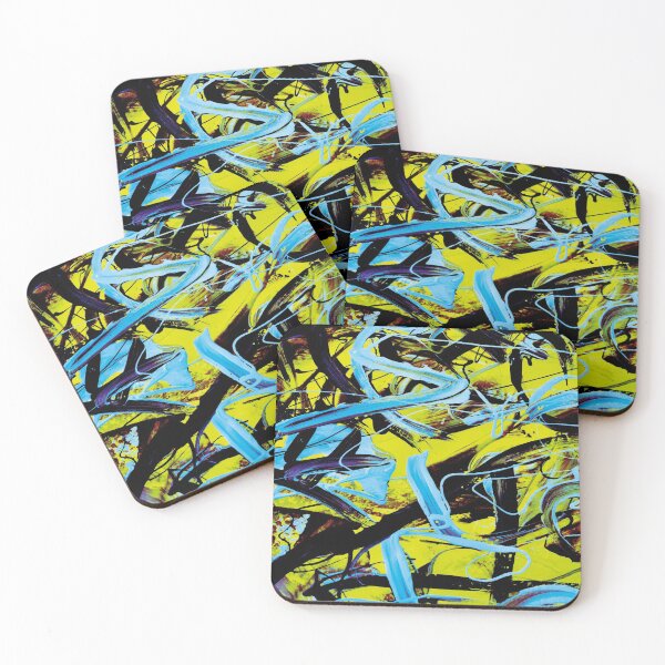 Item preview, Blue, Green, and Black Abstract Painting designed and sold by austindavidart.