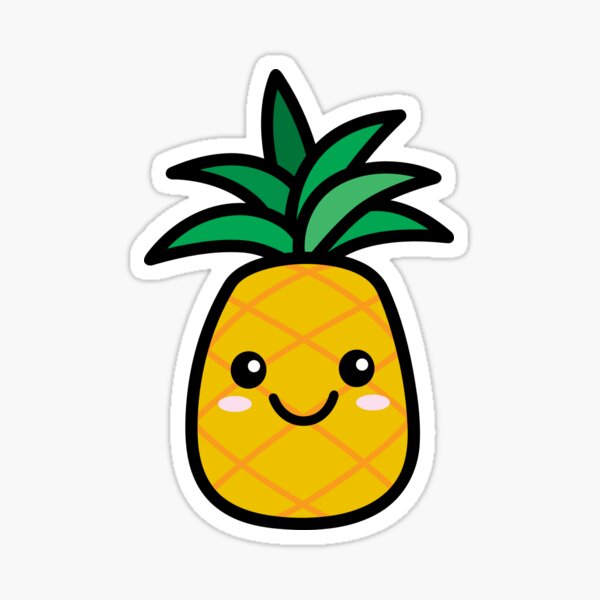 Cute Kawaii Pineapple Sticker Sticker For Sale By Detourshirts Redbubble