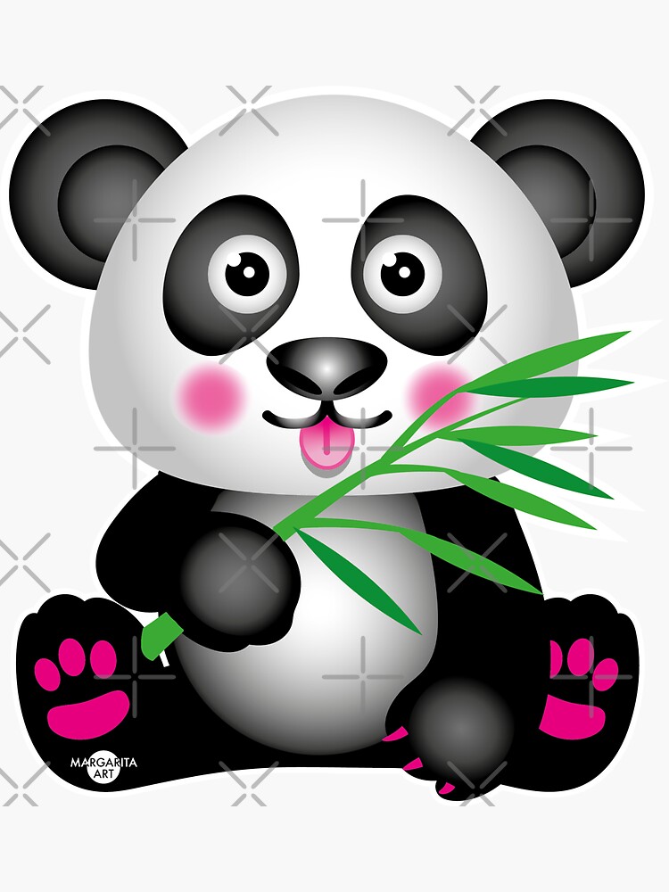 "18 Süßer kleiner Baby Panda Bär Pandabär mit Bambus Zunge" Sticker for