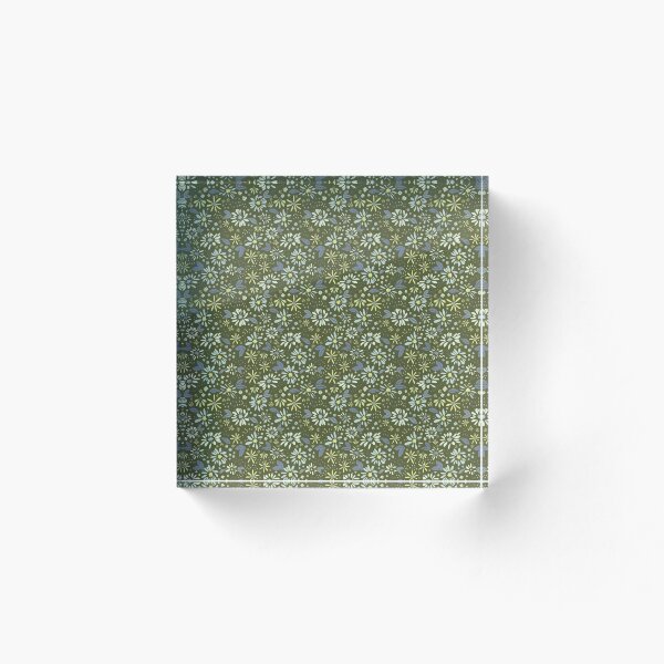 Item preview, Margarita de puntos - Margaritas de cambray sobre fondo verde oliva designed and sold by Rochelle Rae Design.