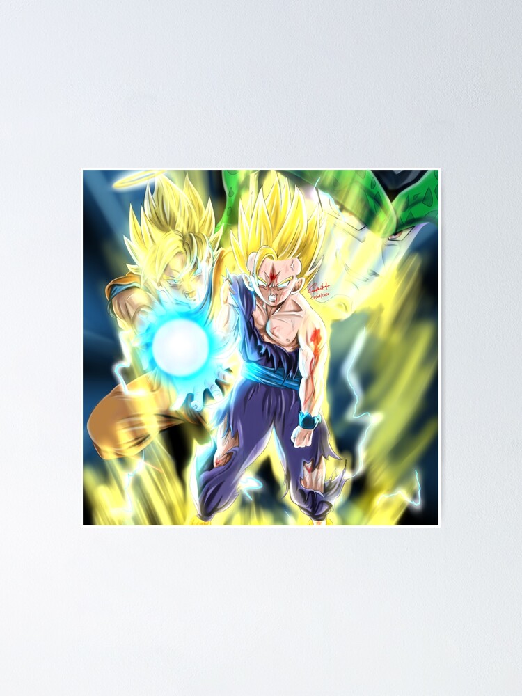 Gohan Kamehameha Father Son Vs Cell Dragonball Z Poster By Andreartist93 Redbubble