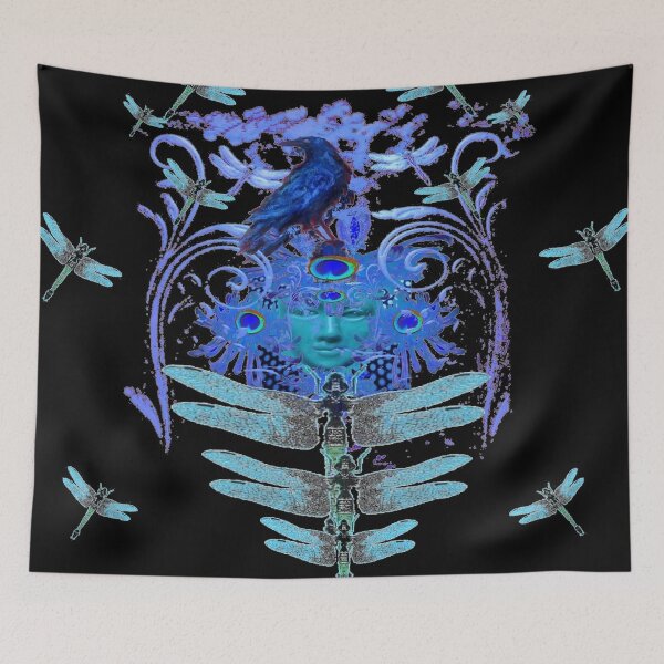 Item preview, MODERN DRAGONFLY BLUE-BLACK FANTASY ART designed and sold by sharlesart.