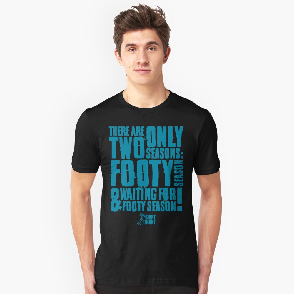 Two Seasons: Teal on Black Slim Fit T-Shirt