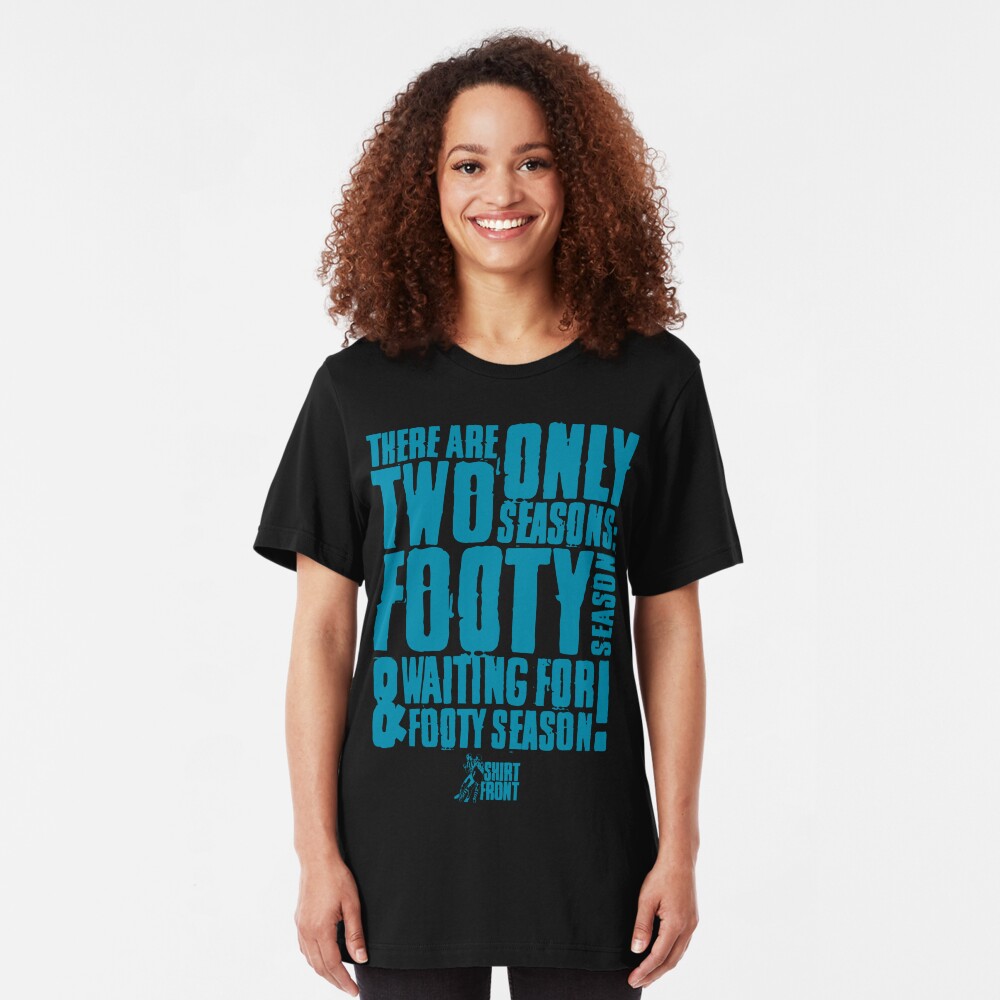 Two Seasons: Teal on Black Slim Fit T-Shirt