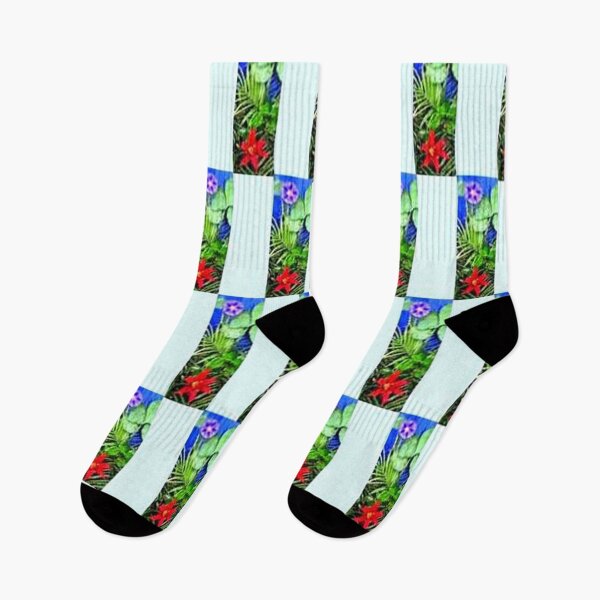 Item preview, EXPLOSION 11 flowers leaves lily star ipomée palm phoenix background blue green red nature designed and sold by dragonemma.
