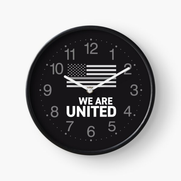 We are United with USA flag Thin Silver Line Correctional Officers American Patriotism Teamwork Quote black background HD Clock