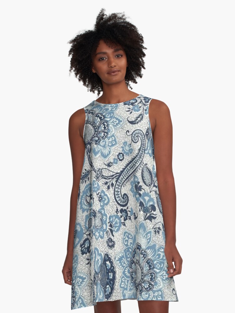 Blue Jacobean | A-Line Dress