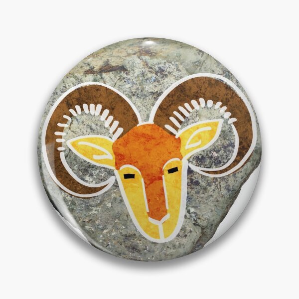 Item preview, Bright sheep / goat head on a rock designed and sold by Argent Whiskers.