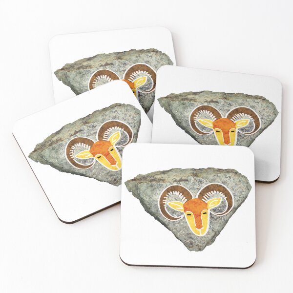 Item preview, Bright sheep / goat head on a rock designed and sold by Argent Whiskers.