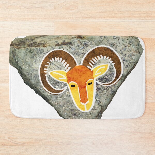 Item preview, Bright sheep / goat head on a rock designed and sold by Argent Whiskers.