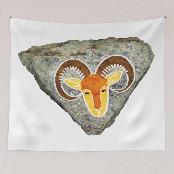 Item preview, Bright sheep / goat head on a rock designed and sold by Argent Whiskers.