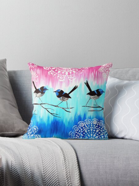 Item preview, Fairy Wrens on pastel abstract painting designed and sold by cathyjacobs.