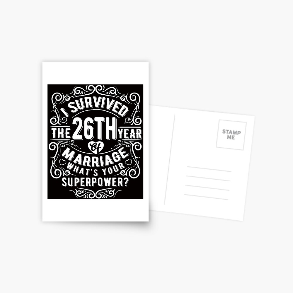 Carte De Vœux Cadeau D Anniversaire De Mariage Drole 26 Ans Cadeau De Mariage Mariage Par Essinet Redbubble