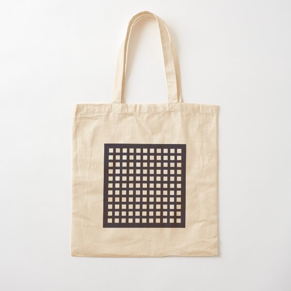 PLAID SERIES Thick dark blue grid pattern Cotton Tote Bag
