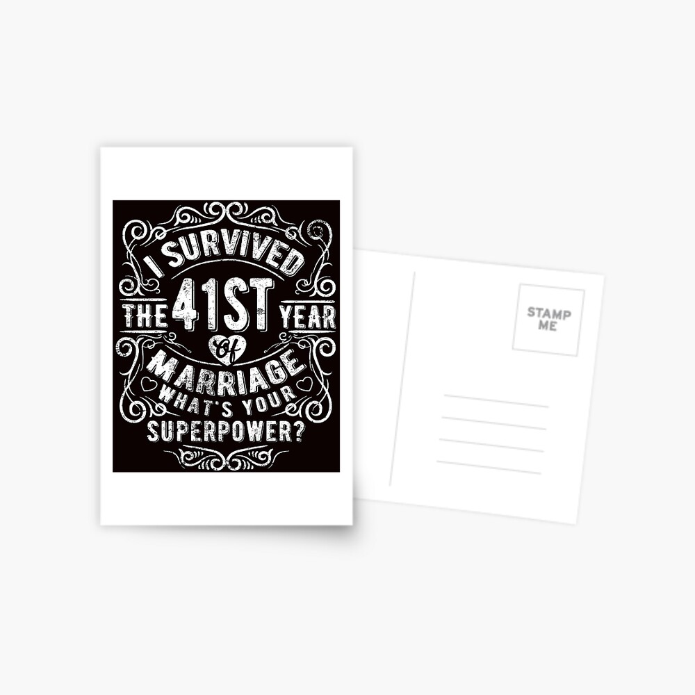 Carte De Vœux Cadeau D Anniversaire De Mariage Drole 41 Ans Cadeau De Mariage Mariage Par Essinet Redbubble