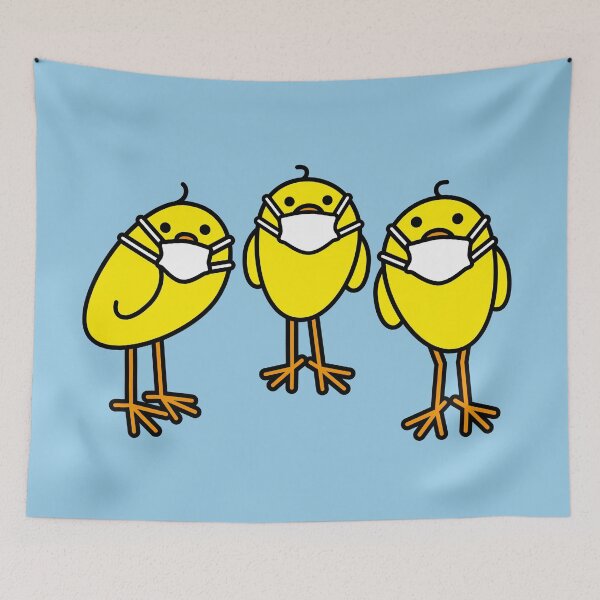 Item preview, Three Cute Chicks wearing Medical Masks designed and sold by CleverPencil.