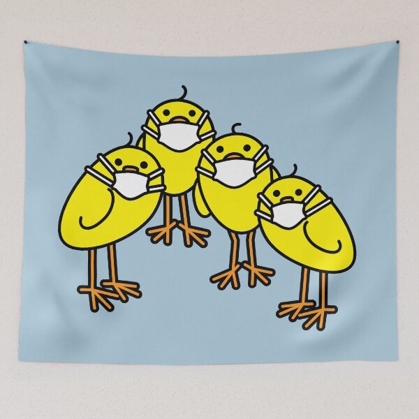 Item preview, Four Cute Yellow Chicks wearing Medical Masks designed and sold by CleverPencil.
