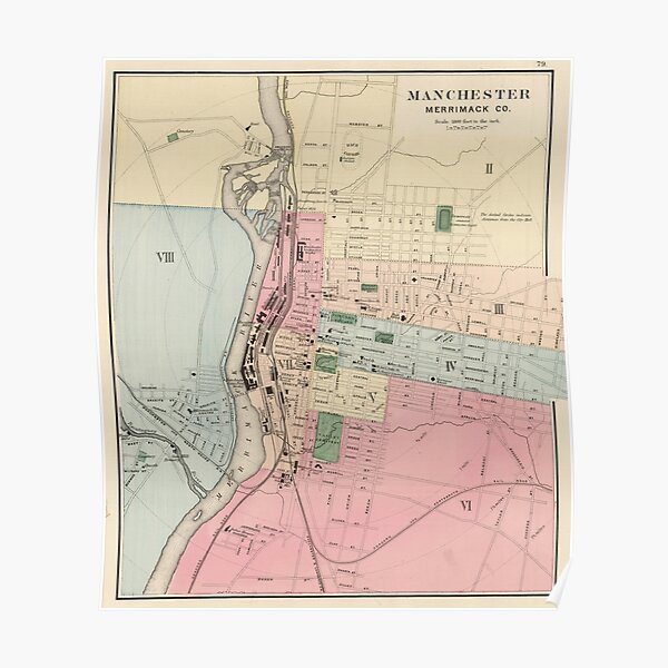 Manchester Nh Gis Map Manchester Map Posters | Redbubble