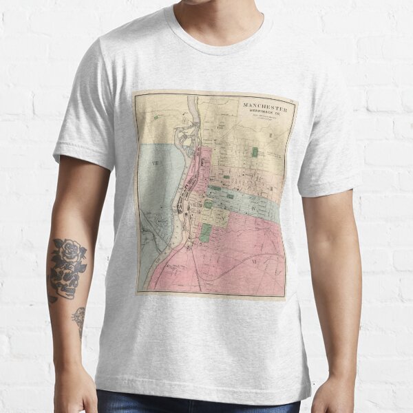 "Vintage Map of Manchester New Hampshire (1877)" Tshirt for Sale by