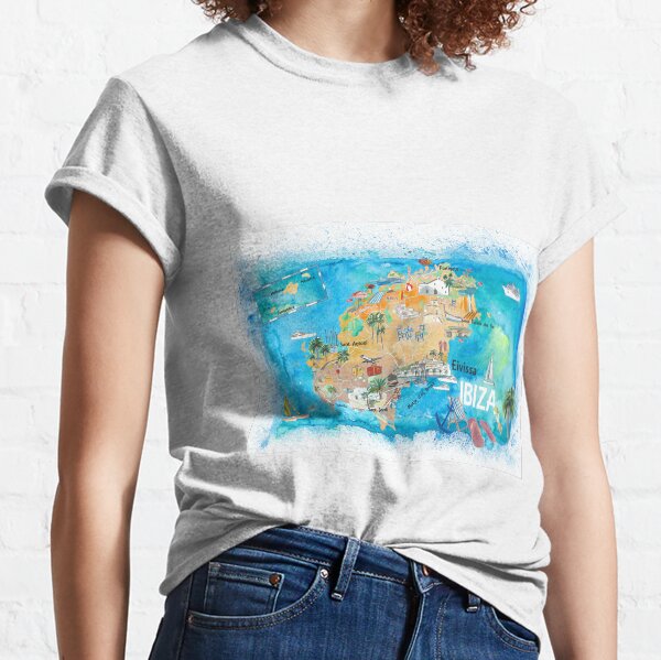 Item preview, Ibiza Spain Illustrated Map with Landmarks and Highlights  designed and sold by artshop77.