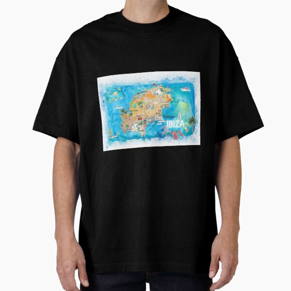 Item preview, Ibiza Spain Illustrated Map with Landmarks and Highlights  designed and sold by artshop77.
