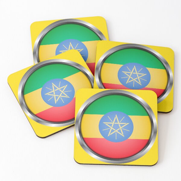 Item preview, Ehtiopia Flag Round Metal Frame designed and sold by mattpanta.