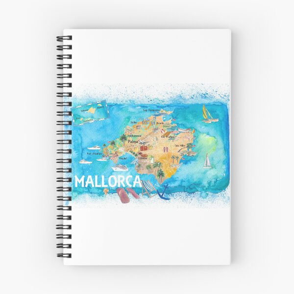 Item preview, Mallorca Spain Illustrated Map with Landmarks and Highlights  designed and sold by artshop77.
