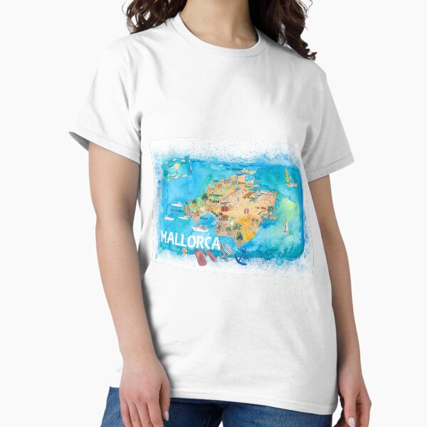 Item preview, Mallorca Spain Illustrated Map with Landmarks and Highlights  designed and sold by artshop77.