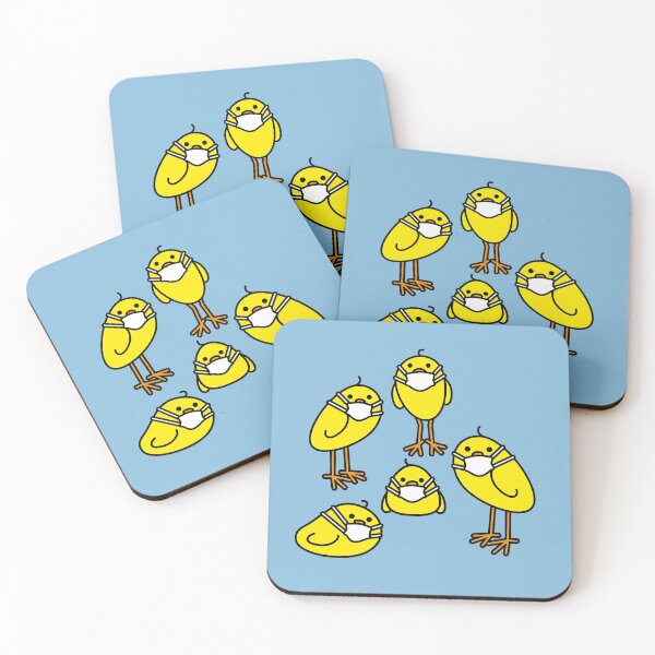 Item preview, Five Staring Yellow Chicks with Medical Masks designed and sold by CleverPencil.