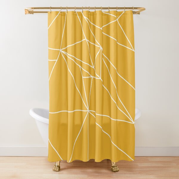 Yellow And White Geometric Lines Shower Curtain By Shadowbright Redbubble