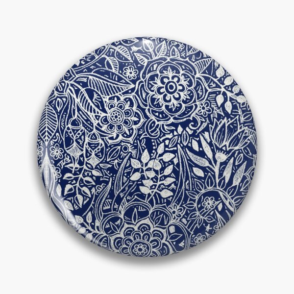 Item preview, Detailed Floral Pattern in White on Navy designed and sold by micklyn.