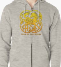 Chinese Year of The Horse Papercut Design Zipped Hoodie