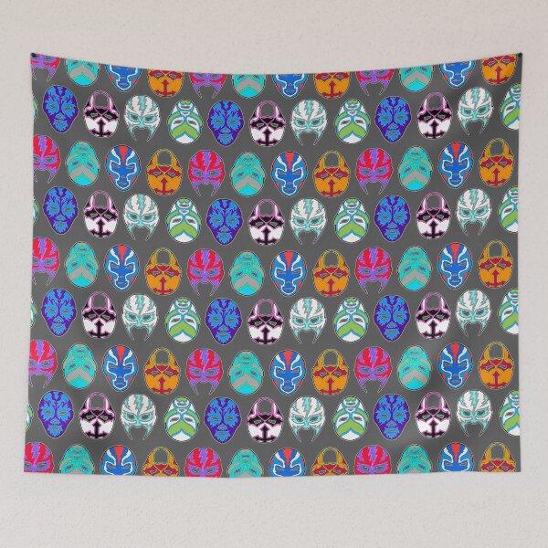 Item preview, luchador masks on gray designed and sold by Salt & Keep.