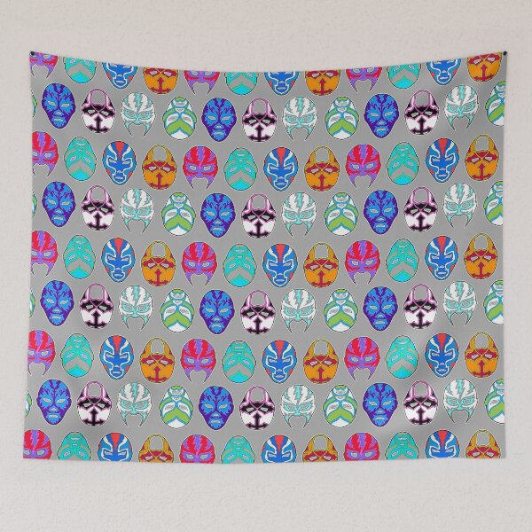 Item preview, luchador masks on light gray designed and sold by Salt & Keep.