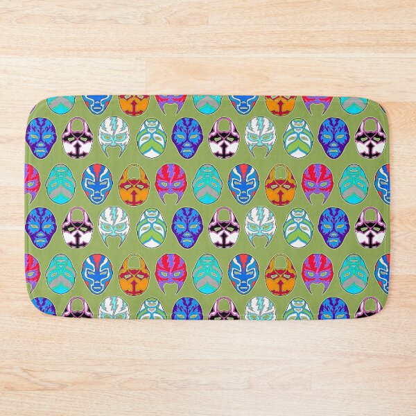Item preview, luchador masks on green designed and sold by Salt & Keep.