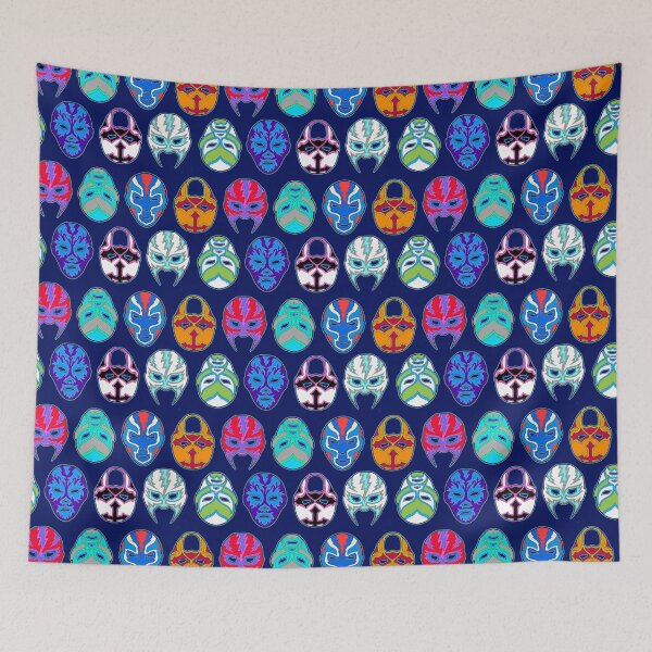 Item preview, luchador masks on navy designed and sold by Salt & Keep.