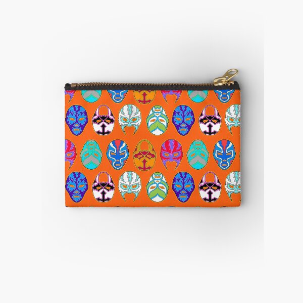 Item preview, luchador masks on orange designed and sold by Salt & Keep.