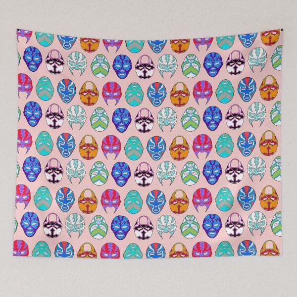 Item preview, luchador masks on pink designed and sold by Salt & Keep.