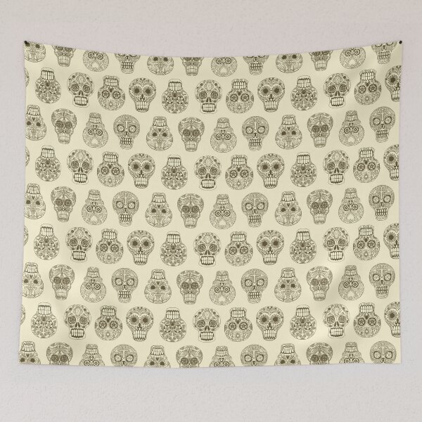 Item preview, Sugar Skulls  - gray line drawing on parchment designed and sold by Salt & Keep.