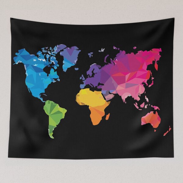Item preview, Colourful Graphic World Watercolour Map designed and sold by NikRon.