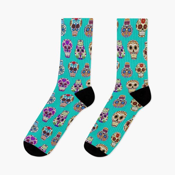 Item preview, Sugar Skulls on aqua blue designed and sold by Salt & Keep.