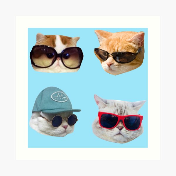 Cats With Glasses Stickers Pack Art Print
