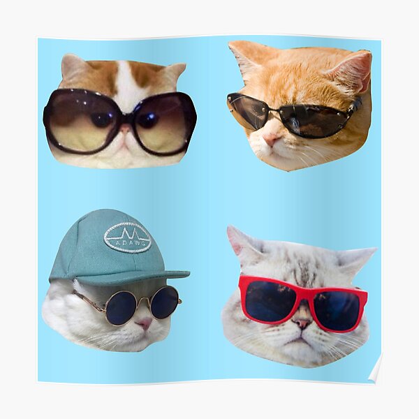 Cats With Glasses Stickers Pack Poster