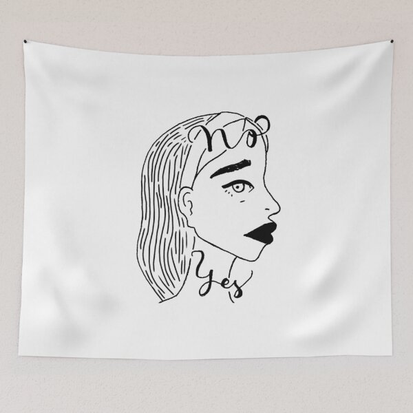 Item preview, Minimalist BNW Yes or No Girl Sketch designed and sold by aaalou.