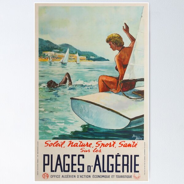 Item preview, Plages de Algerie vintage travel poster designed and sold by stickart-marek.