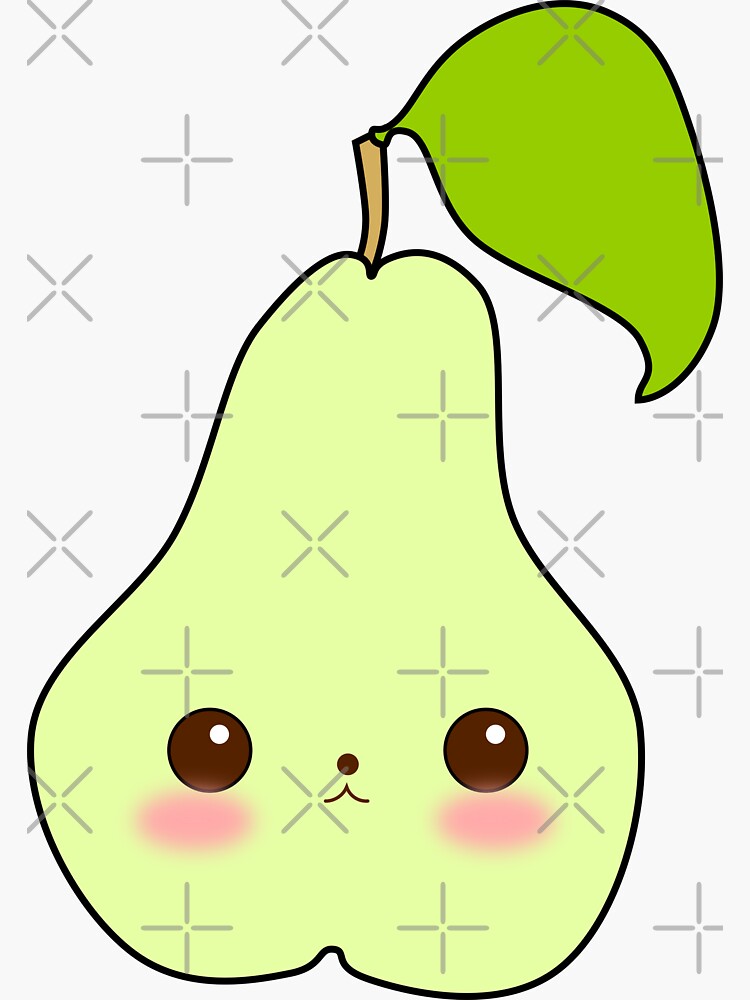 Cute Kawaii Pear Cartoon Sticker For Sale By Tabbygun Redbubble 