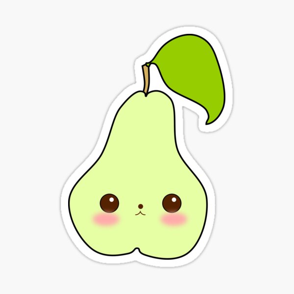 Cute Kawaii Pear Cartoon Sticker For Sale By Tabbygun Redbubble 